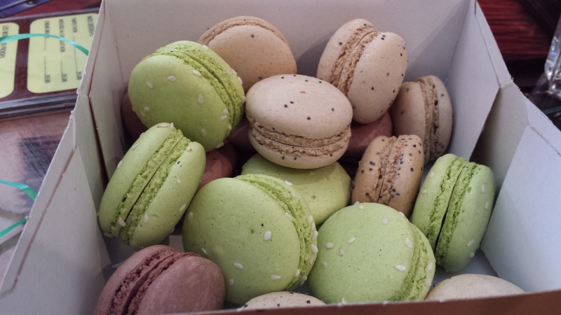 2013-11-27 12.44.51.jpg - Pistachio, chocolate, and coffee macarons from Caf Majestic, Rabat